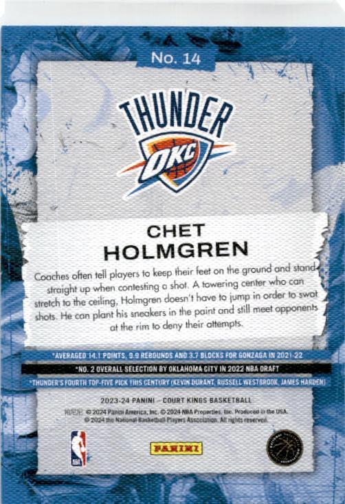 2023-24 Panini Court Kings #14 Chet Holmgren Oklahoma City Thunder