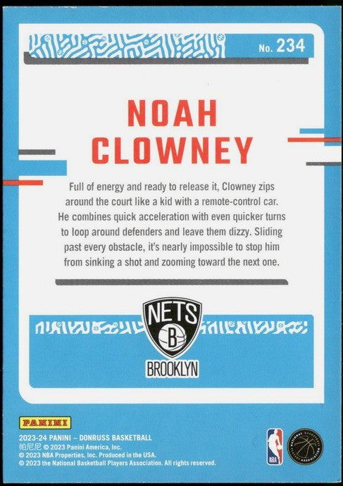 Noah Clowney 2023-24 Donruss #234 Rookie Brooklyn Nets