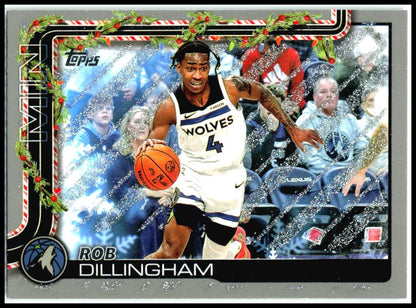 2025-26 Topps Holiday Silver Glitter Holiday #H89 Rob Dillingham Minnesota