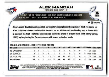 2022 Topps Chrome X-Fractor Alek Manoah Toronto Blue Jays #36