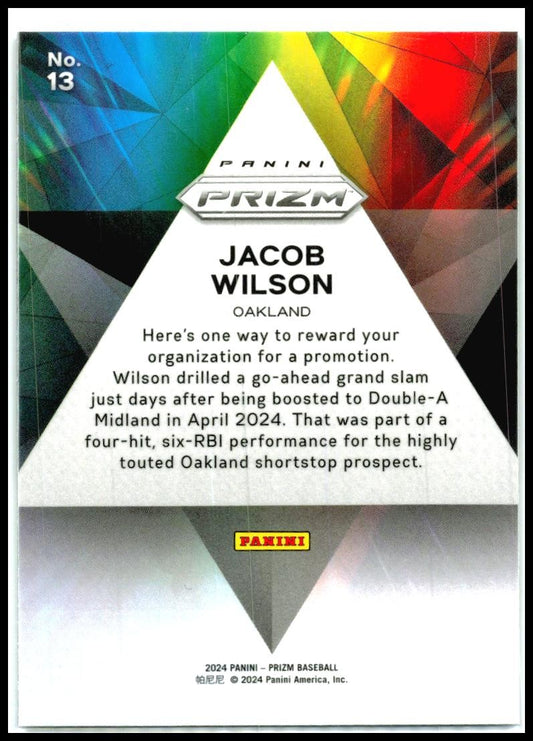 2024 Panini Prizm Prizmatic #13 Jacob Wilson Oakland Athletics