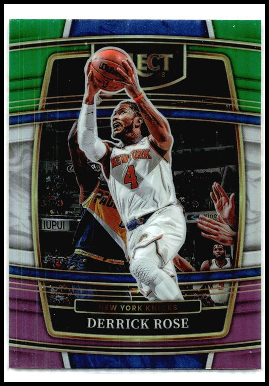 2021-22 Panini Select Green White Purple Prizms #53 Derrick Rose New York Knicks