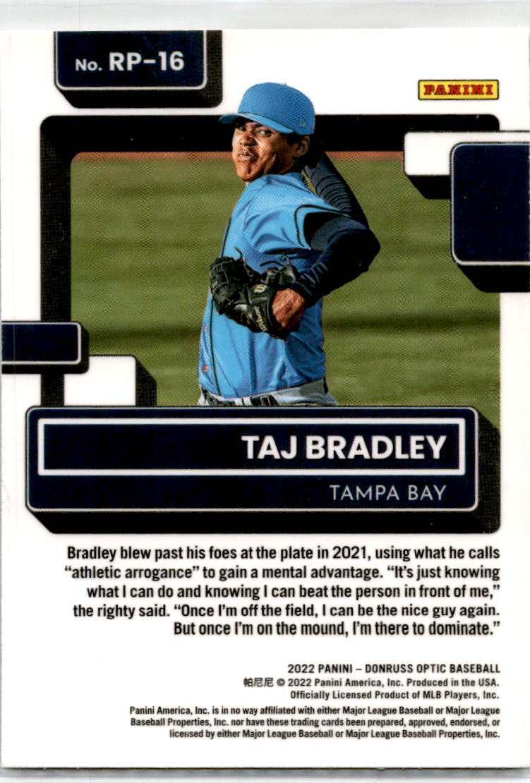 2022 Donruss Optic #RP-16 Taj Bradley Tampa Bay Rays