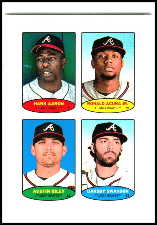 2023 Topps Heritage 1974 Topps Stamps # Aaron / Acuña Jr. / Riley / Swanson
