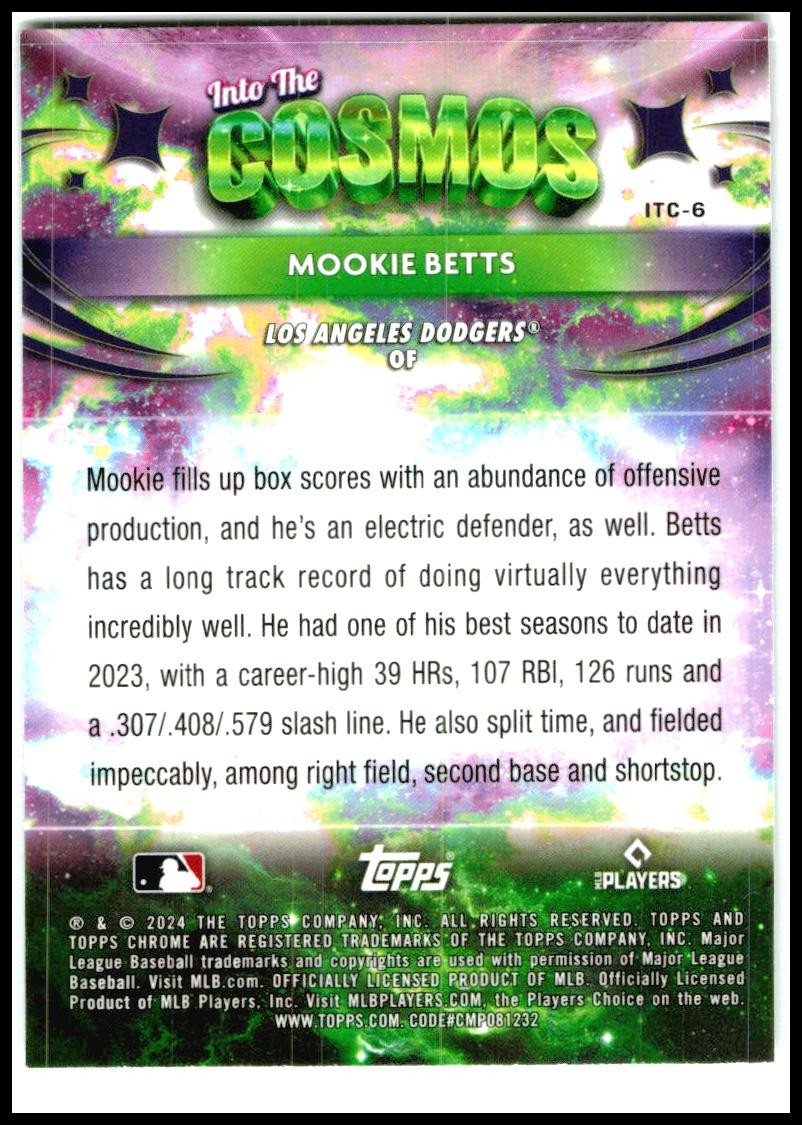 2024 Topps Chrome Cosmic Into the Cosmos #ITC-6 Mookie Betts Los Angeles Dodgers