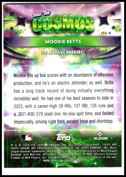 2024 Topps Chrome Cosmic Into the Cosmos #ITC-6 Mookie Betts Los Angeles Dodgers
