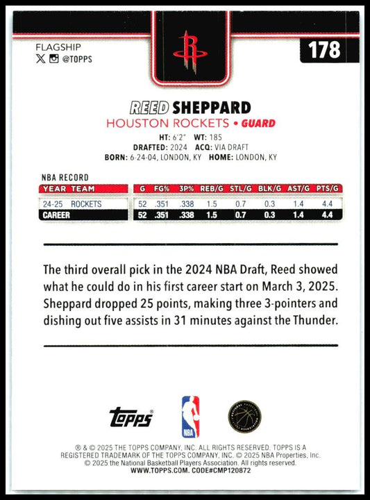 2025-26 Topps Sandglitter Blue SSP #178 Reed Sheppard Houston Rockets