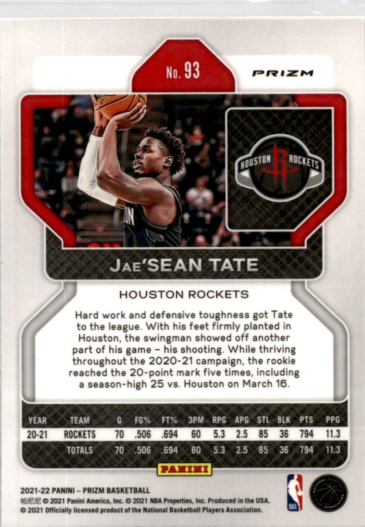 2021-22 Panini Prizm Red White and Blue #93 Jae'Sean Tate Houston Rockets