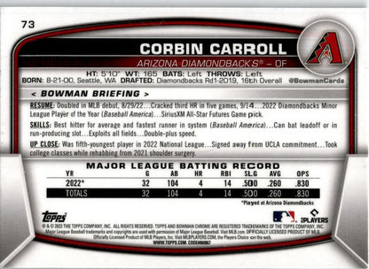 2023 Bowman Mojo Refractors #73 Corbin Carroll Arizona Diamondbacks