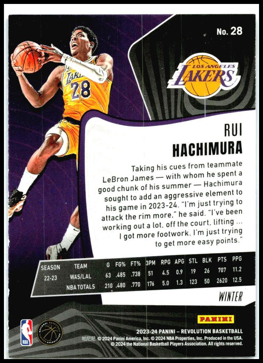 2023-24 Panini Revolution Winter #28 Rui Hachimura Los Angeles Lakers