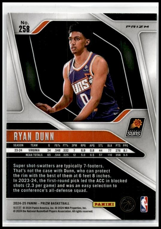 2024-25 Prizm Silver #258 Ryan Dunn Suns