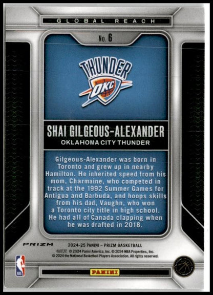 2024-25 Prizm Global Reach Prizms Silver #6 Shai Gilgeous-Alexander Thunder