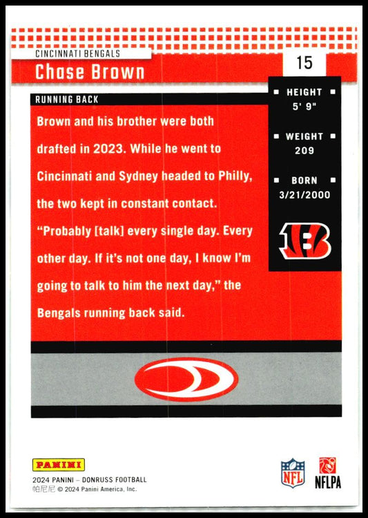 2024 Donruss Retro 2004 #15 Chase Brown Cincinnati Bengals
