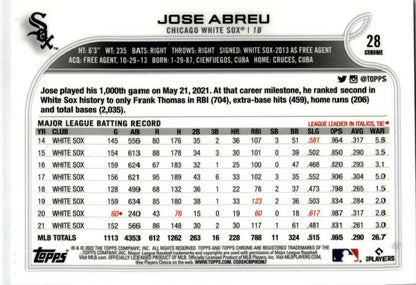 2022 Topps Chrome X-Fractor #28 Jose Abreu Chicago White Sox