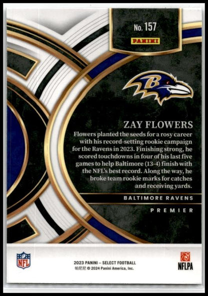 2023 Panini Select #157 Zay Flowers Rookie Baltimore Ravens