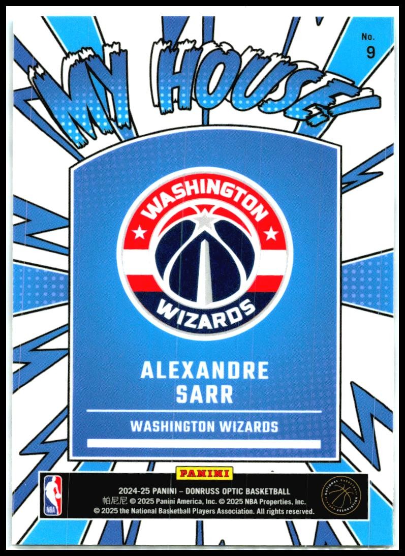 2024-25 Donruss Optic My House #9 Alexandre Sarr Washington Wizards