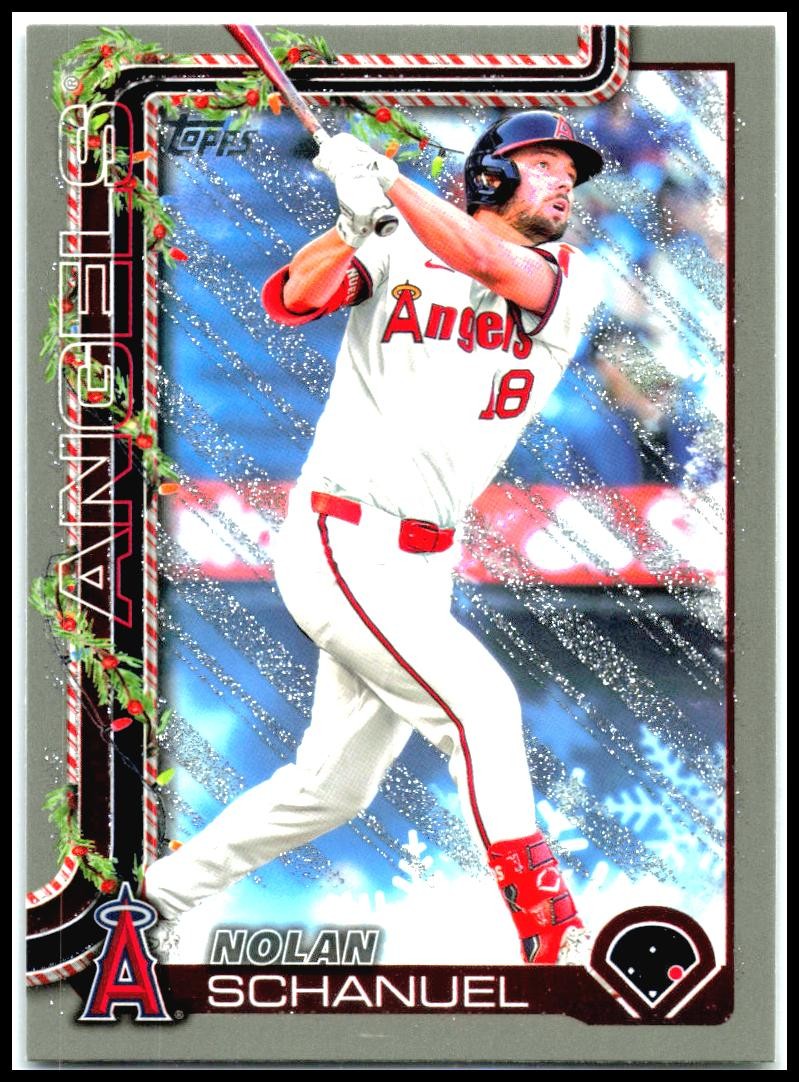 2025 Topps Holiday Silver Glitter Holiday #H55 Nolan Schanuel Los Angeles Angels