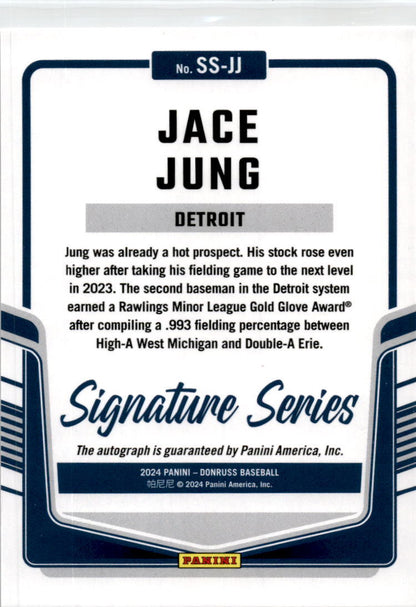 2024 Donruss Signature Series Laser #SS-JJ Jace Jung Auto Detroit Tigers