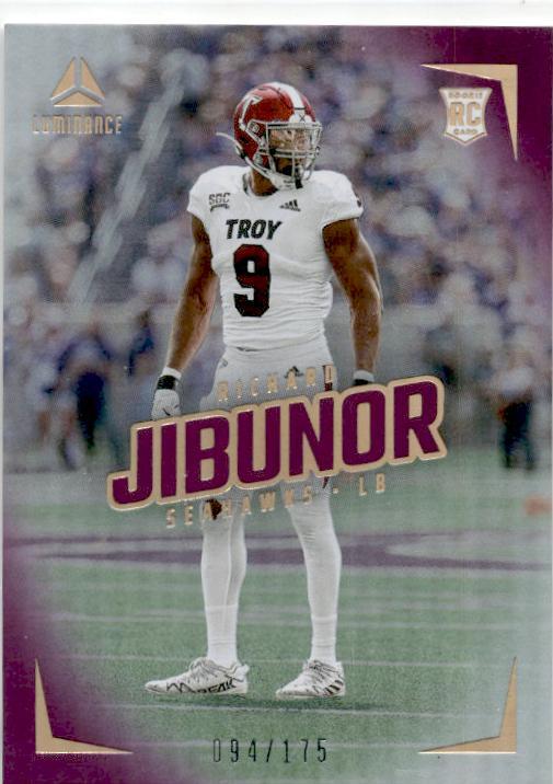 2024 Panini Luminance Purple #174 Richard Jibunor RC #/175 Seattle Seahawks