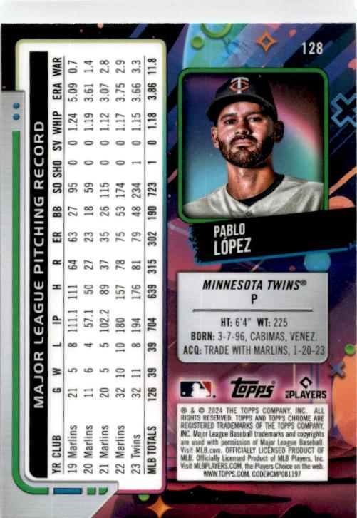 2024 Topps Chrome Cosmic #128 Pablo López Minnesota Twins