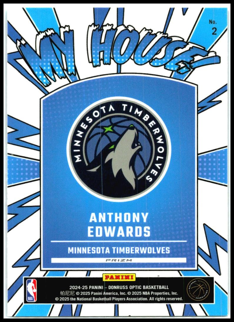 2024-25 Donruss Optic My House Purple #2 Anthony Edwards Minnesota Timberwolves