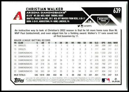 2023 Topps Purple #639 Christian Walker Arizona Diamondbacks