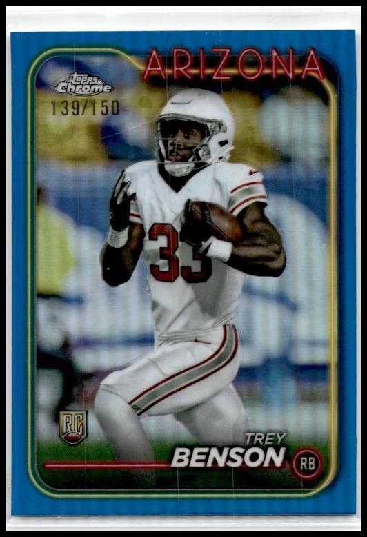 2024 Topps Chrome Blue Refractor #214 Trey Benson Rookie #/150 Arizona Cardinals