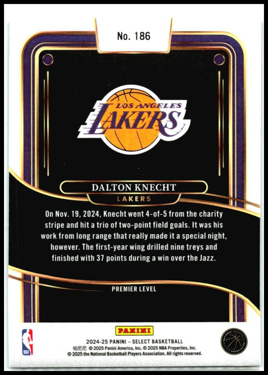 2024-25 Panini Select blue #186 Dalton Knecht Rookie Los Angeles Lakers