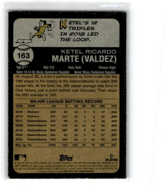 2022 Topps Heritage Chrome Blue Sparkle #163 Ketel Marte Arizona Diamondbacks