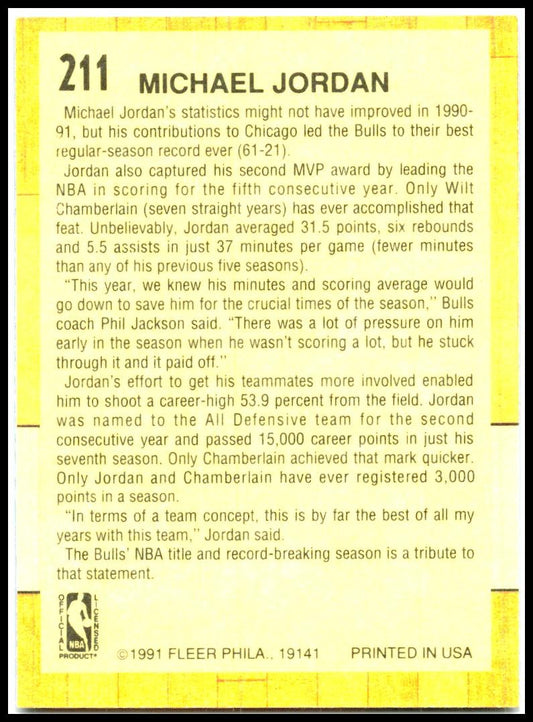 1991-92 Fleer #211 Michael Jordan Chicago Bulls