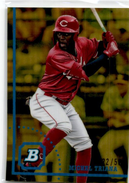 2022 Bowman Heritage Gold Refractor #BHPC-100 Michel Triana Cincinnati Reds
