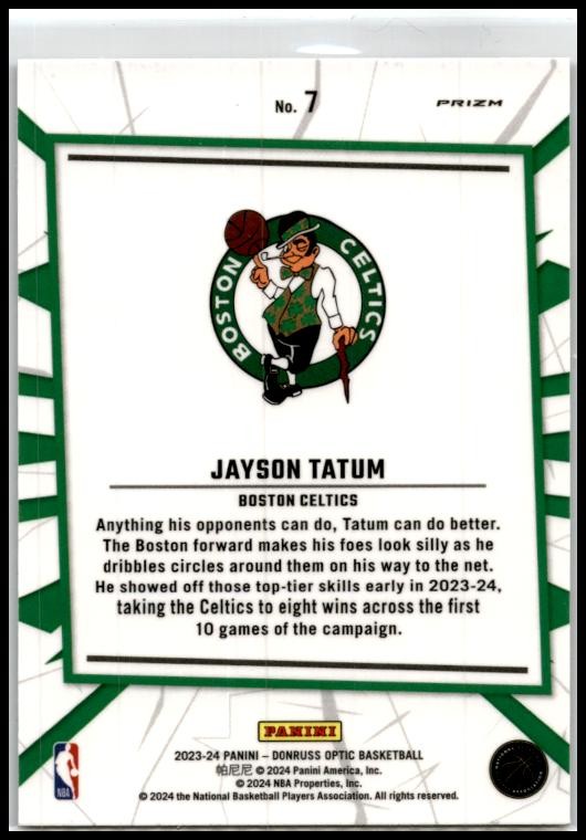 2023-24 Donruss Optic My House Purple #7 Jayson Tatum Boston Celtics