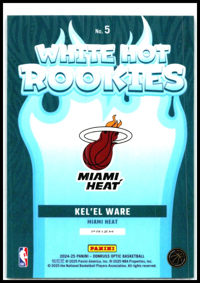 2024-25 Donruss Optic White Hot Rookies #5 Kel'el Ware Miami Heat