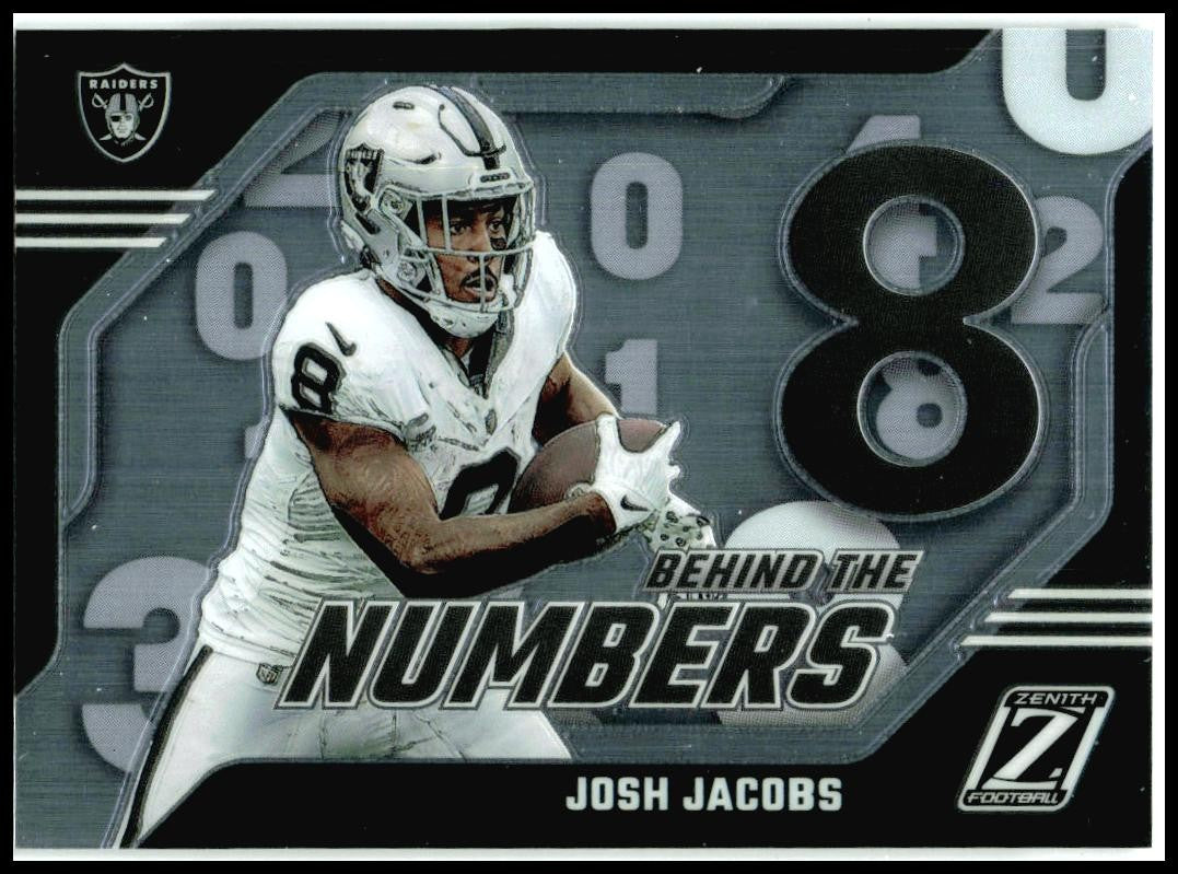 2023 Panini Zenith Behind the Numbers #16 Josh Jacobs Las Vegas Raiders