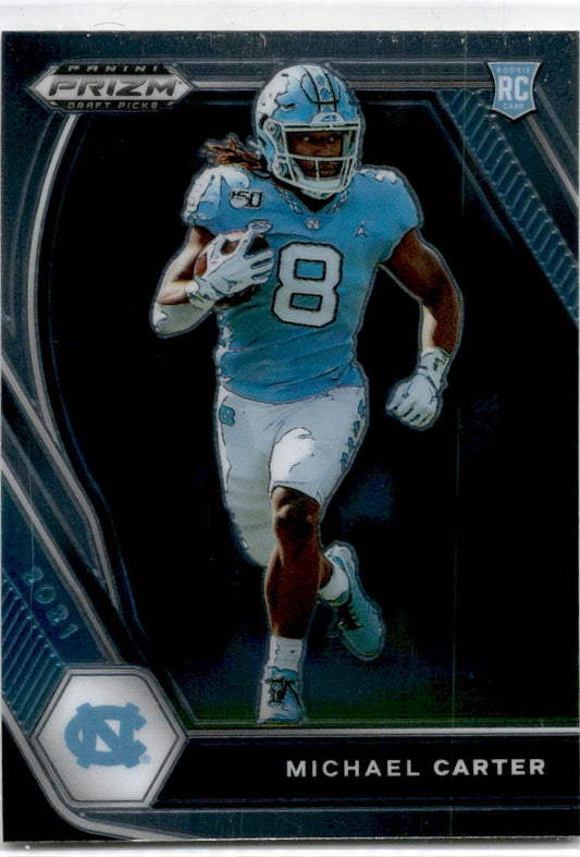 2021 Panini Prizm Draft Picks Collegiate #158 Michael Carter Tar Heels / Jet