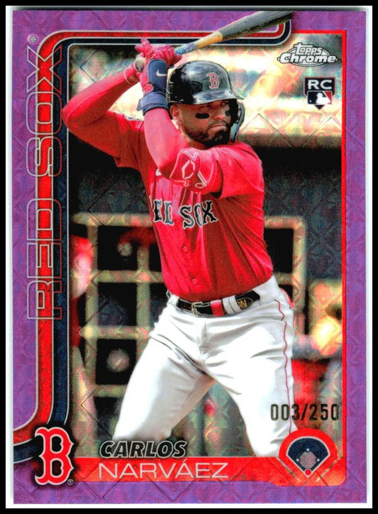 2025 Topps Chrome Purple Logofractor /250 #194 Carlos Narváez Rookie Boston