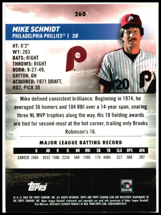 2024 Stadium Club #260 Mike Schmidt Philadelphia Phillies