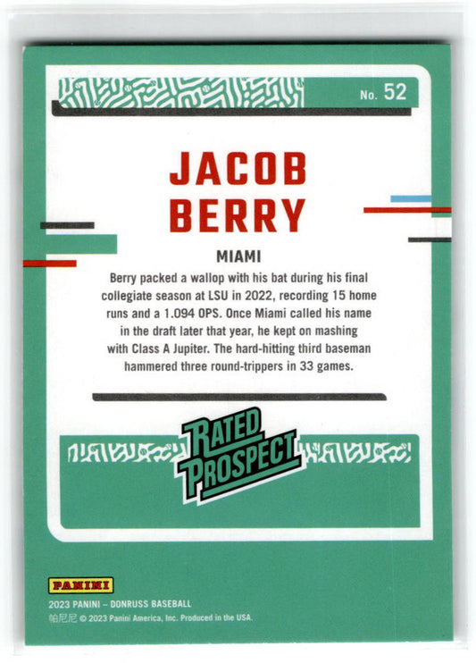 2023 Donruss #52 Jacob Berry Florida Marlins