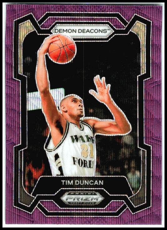 2024 Panini Prizm Draft Picks Prizms Purple Wave #63 Tim Duncan Spurs
