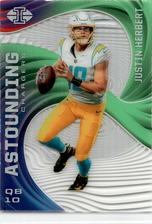 2020 Panini Illusions Astounding Green #A3 Justin Herbert Los Angeles Chargers