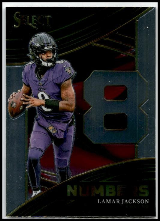 2023 Panini Select Select Numbers #NMB-LJA Lamar Jackson Baltimore Ravens