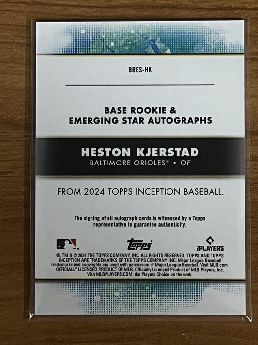 2024 topps inception Green Auto /125 #BRES-HK Heston Kjerstad Orioles