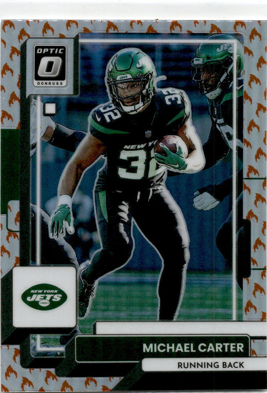 2022 Donruss Fire emoji #143 Michael Carter New York Jets