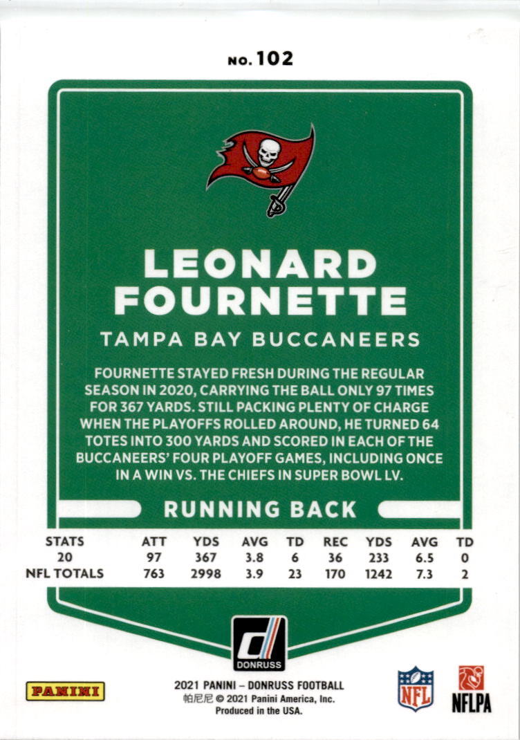 2021 Donruss #102 Leonard Fournette  Tampa Bay Buccaneers