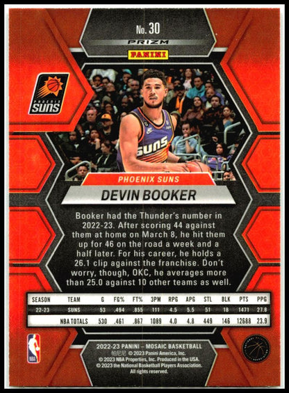 2022-23 Panini Mosaic Reactive Yellow Mosaic #30 Devin Booker Phoenix Suns