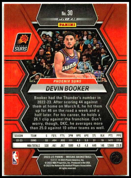 2022-23 Panini Mosaic Reactive Yellow Mosaic #30 Devin Booker Phoenix Suns
