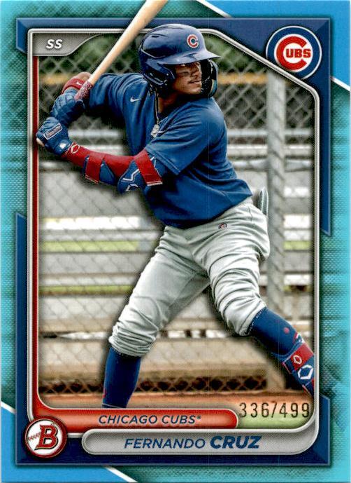 2024 Bowman Draft Chrome Sky Blue #BD-148 Fernando Cruz /499 Chicago Cubs