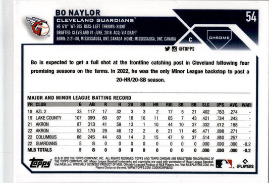 2023 Topps Chrome Pink #54 Bo Naylor Rookie Cleveland Guardians