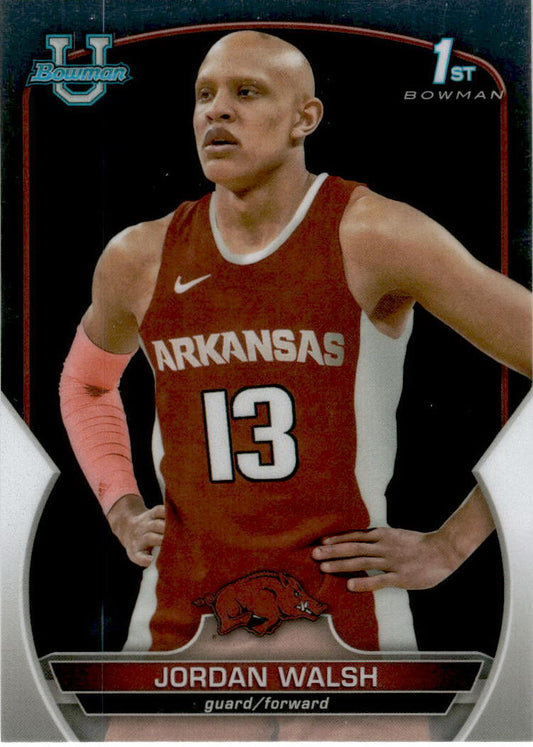 2022-23 Bowman University Chrome #81 Jordan Walsh Arkansas Razorbacks