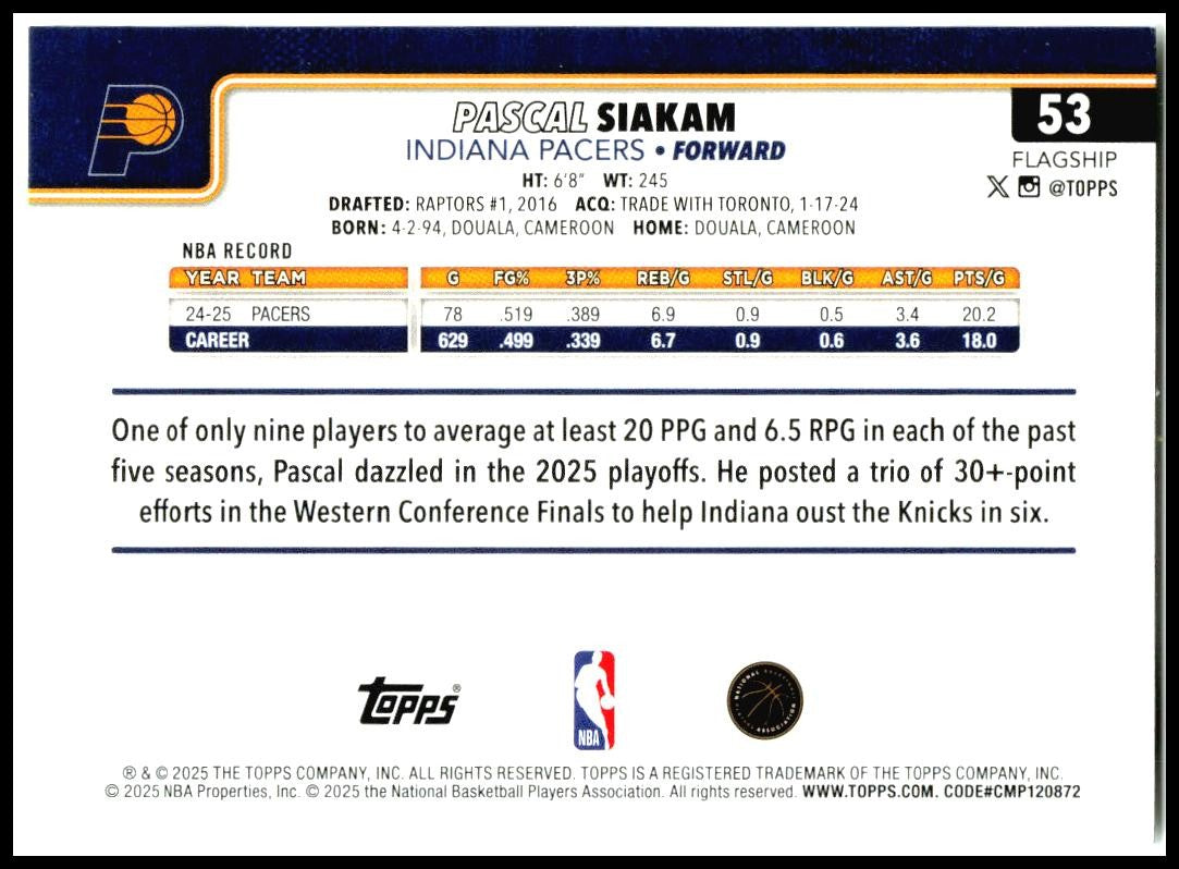 2025-26 Topps #53 Pacers